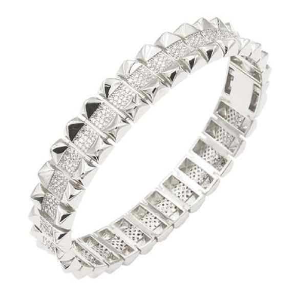 SILVER BANGLE CLEAR CZ CUBIC ZIRCONIA ( 730 SV )