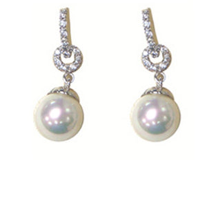 1.25" SILVER PEARL WITH CUBIC ZIRCONIA CLEAR STONES ( 00874 S )