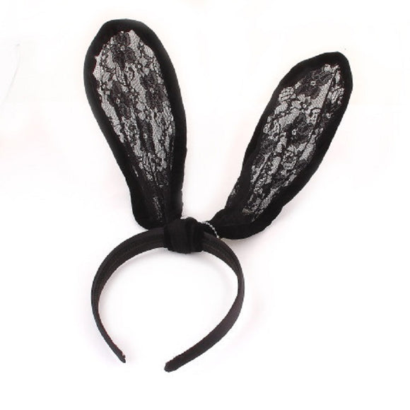 Black Lace Rabbit Ears Headband ( 6023 )