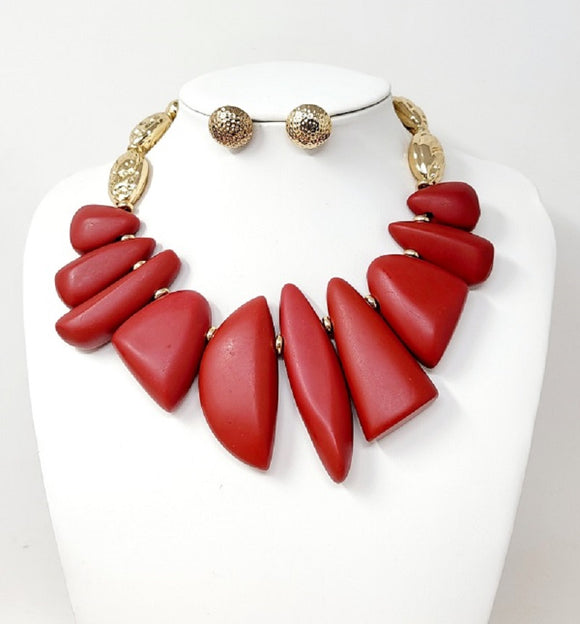 GOLD RED COLOR NECKLACE SET ( 10423 GRD )