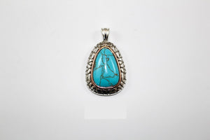 2.25" Silver and Turquoise Pendant ( 0708 )