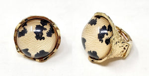 GOLD STRETCH RING ANIMAL PRINT STONE ( 10007 GLE )