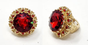 GOLD STRETCH RING RED STONES ( 10021 GRD )