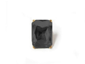 Large Rectangle Black Stone Stretch Ring ( 7004 GDBLK ) - Ohmyjewelry.com