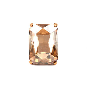 Gold Stretch Ring with Large Topaz Rectangle Stone ( 7004 GDLCT ) - Ohmyjewelry.com