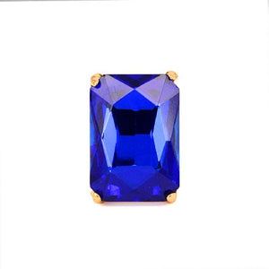 Gold Stretch Ring with Large Blue Rectangle Stone ( 7004 ) - Ohmyjewelry.com