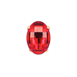 Gold Stretch Ring with Large Red Oval Stone ( 7006 GDLSM )