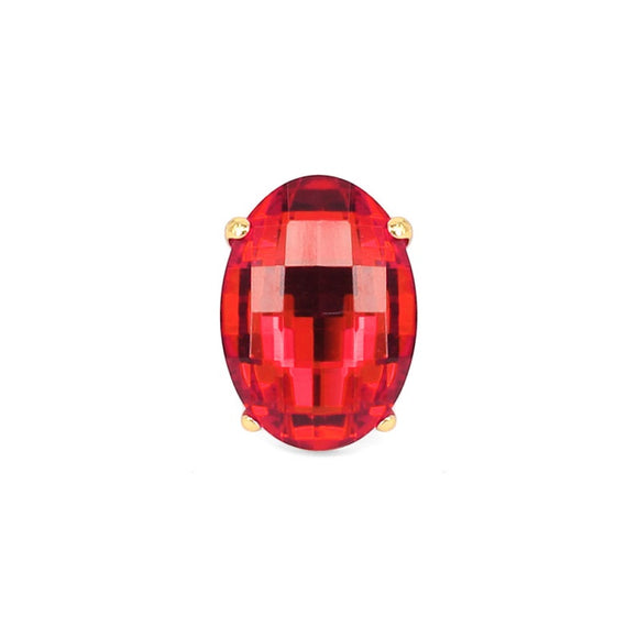 Gold Stretch Ring with Large Red Oval Stone ( 7006 GDLSM )