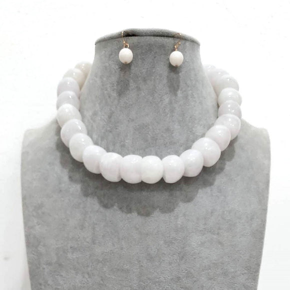 White Stone Fashion Necklace Set ( 2382 )