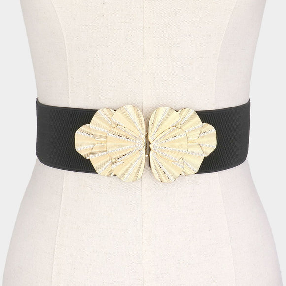 BLACK STRETCH BELT GOLD METAL ( 50005 G )