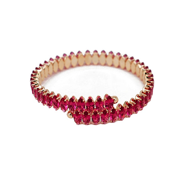 GOLD COIL BRACELET FUCHSIA STONES ( 7109 GDFSH )