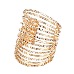 3.2" Long Gold Crystal Fashion Cuff Bracelet ( 7038 )