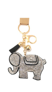 BLACK ELEPHANT KEYCHAIN CLEAR BLACK STONES ( 0022 BKCL )