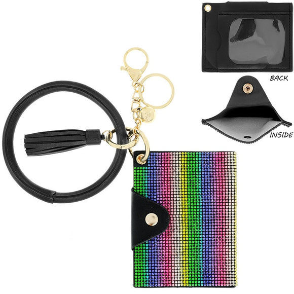 BLACK MULTI COLOR STONES ID HOLDER WRISTLET ID HOLDER ( 11443 MU )