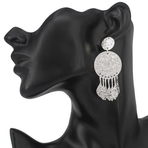 SILVER DANGLING EARRINGS ( 3187 RD )