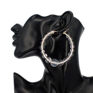 70mm Clear Ball Hoop Earrings ( 3120 GDCLR ) - Ohmyjewelry.com