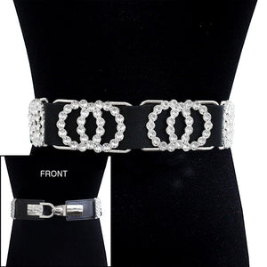 BLACK SILVER STRETCH BELT CLEAR STONES ( 1046 RDCLR )