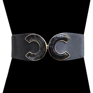 BLACK STRETCH BELT GOLD HARDWARE ( 1072 BK )