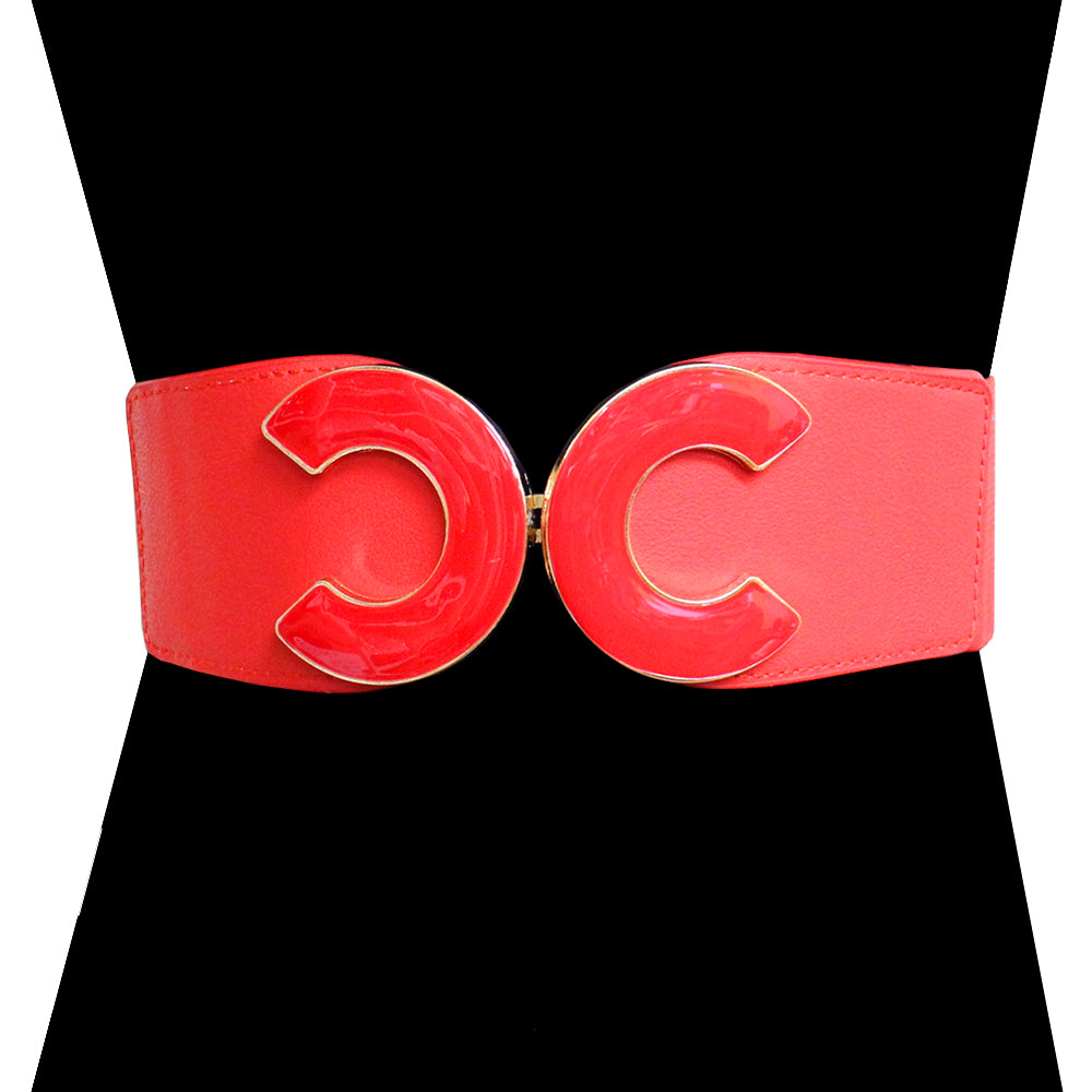 Red Stretch Belt Gold Hardware 1072 Red 1016