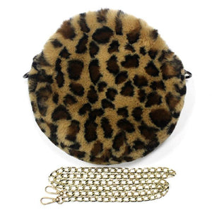 LEOPARD PRINT FAUX FUR PURSE HANDBAG ( 2254 ) - Ohmyjewelry.com