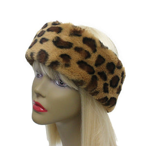 LEOPARD PRINT FAUX FUR HEADBAND