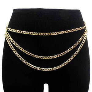 3 LAYER GOLD CHAIN BELT WITH CIRCLES ( 2521 GD )