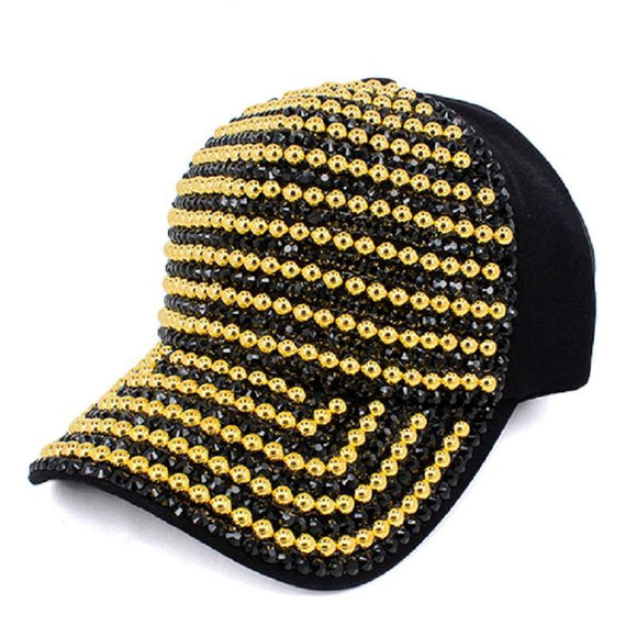 BLACK HAT GOLD AND BLACK STONES ( 2643 ) - Ohmyjewelry.com