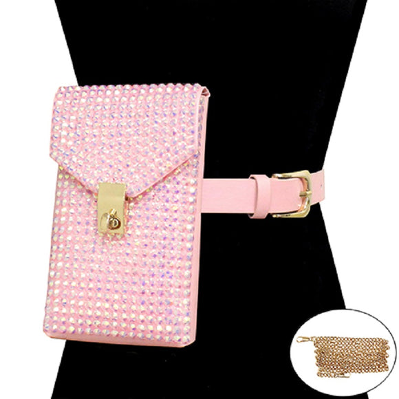 PINK BAG POUCH PINK STONES ( 2840 GDLPK )