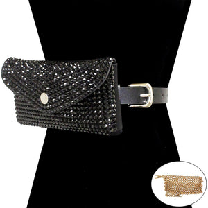 BLACK WAIST BAG BLACK STONES ( 2841 RDBK )