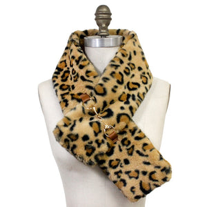 LEOPARD PRINT FAUX FUR SCARF ( 2857 LEO )