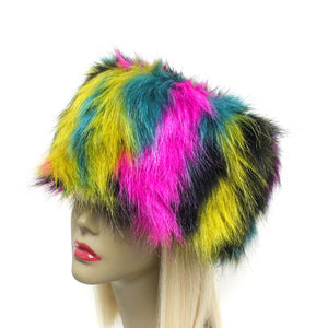 MULTI COLOR FAUX FUR HAT ( 2870 MLT2 )