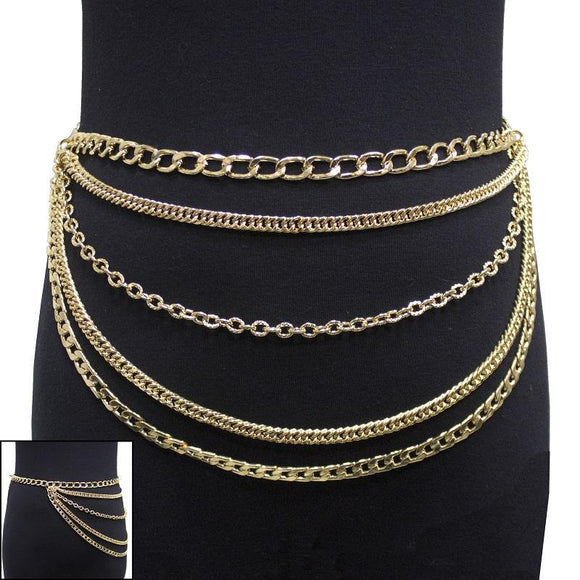 Multi Layer Gold Chains Adjustable Belt ( 2193 GD ) - Ohmyjewelry.com