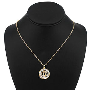 Gold with Clear Stone Initial D Charm Necklace ( 3000 )