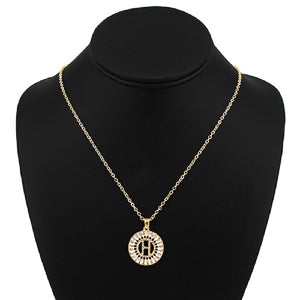 Gold with Clear Stone Initial H Charm Necklace ( 3000 )