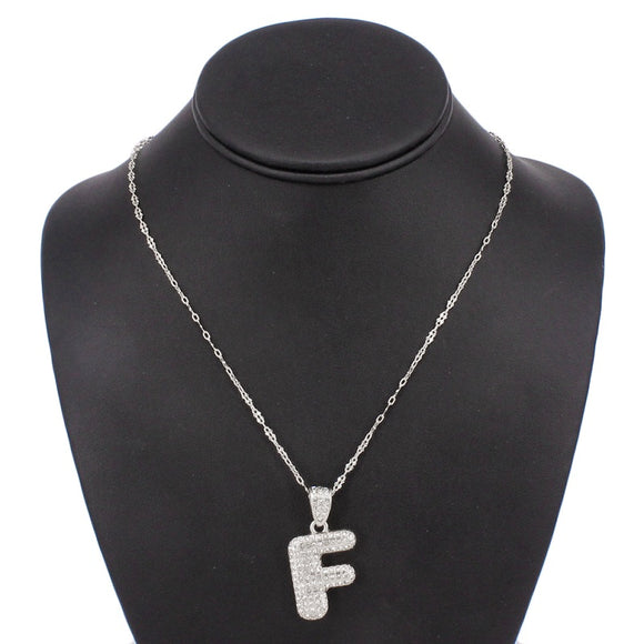 SILVER NECKLACE F PENDANT CLEAR STONES ( 5000 FRD )