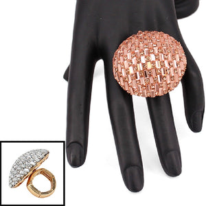 GOLD ADJUSTABLE DOME RING PEACH STONES ( 2000 GDPCH )