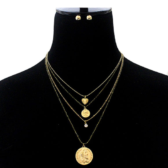 Simple Gold Multi Layered Gold Necklaces ( 3069 GD )