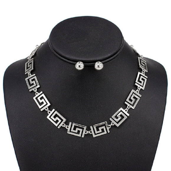 SILVER NECKLACE SET ( 4011 RD )