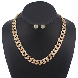 16” GOLD CHAIN NECKLACE SET CLEAR STONES ( 5077 GD16 )
