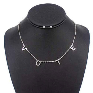 10MM SILVER COLOR " VOTE " NECKLACE ( 5106 ) - Ohmyjewelry.com