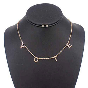 10MM GOLD CRYSTAL " VOTE " NECKLACE ( 5109 ) - Ohmyjewelry.com