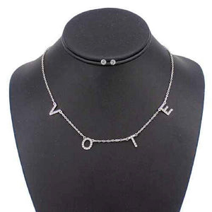 10MM SILVER CRYSTAL " VOTE " NECKLACE ( 5109 ) - Ohmyjewelry.com