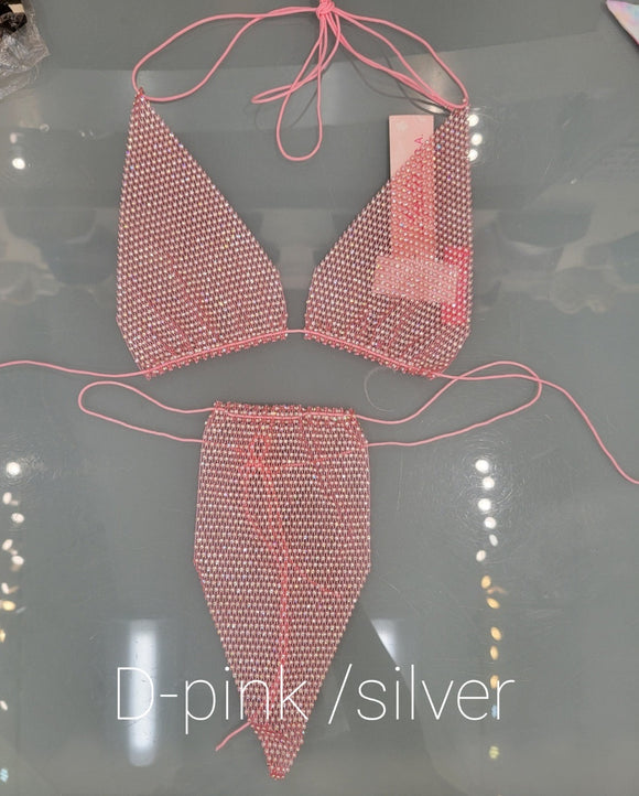 PINK SWIMSUIT CLEAR STONES ( 4005 PINK )