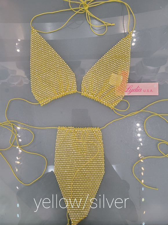 YELLOW SWIMSUIT CLEAR STONES ( 4005 YL )