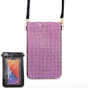 PHONE BAG CLEAR PINK STONES BOSS ( 6144 PNK )