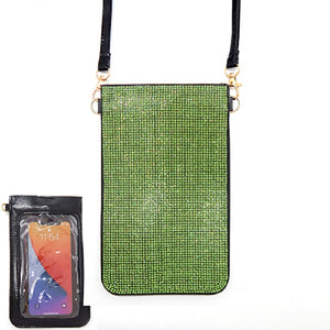 PHONE BAG CLEAR PERIDOT STONES BOSS ( 6144 PRDT )