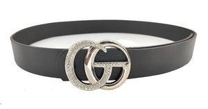 BLACK BELT SILVER G CLEAR STONES Plus Size ( 0008 SPBK )