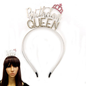 SILVER BIRTHDAY QUEEN HEADBAND ( 3066 RDCLR )