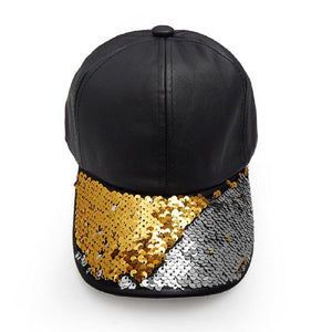 BLACK HAT WITH GOLD SILVER SEQUINS MERMAID CAP ( 3335 ) - Ohmyjewelry.com