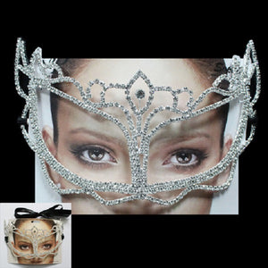 Silver Clear Rhinestone Mask